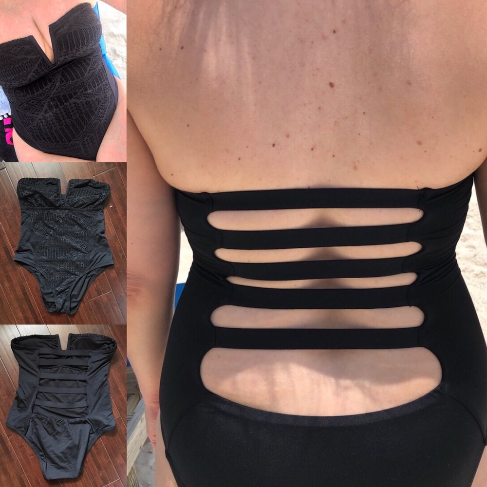 Black strapless one piece swimsuit size M